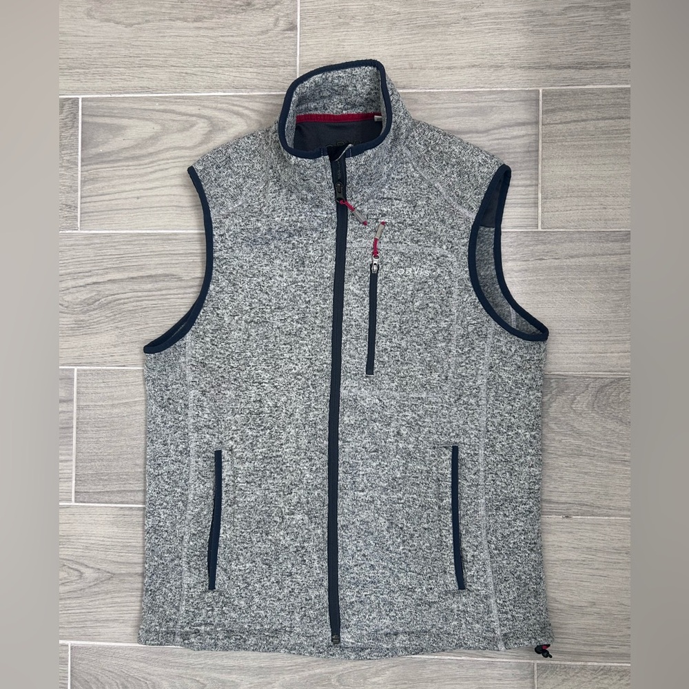 Orvis Men’s Gray sweater fleece full zip Vest size M